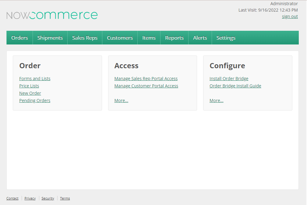 Now Commerce Admin Dashboard
